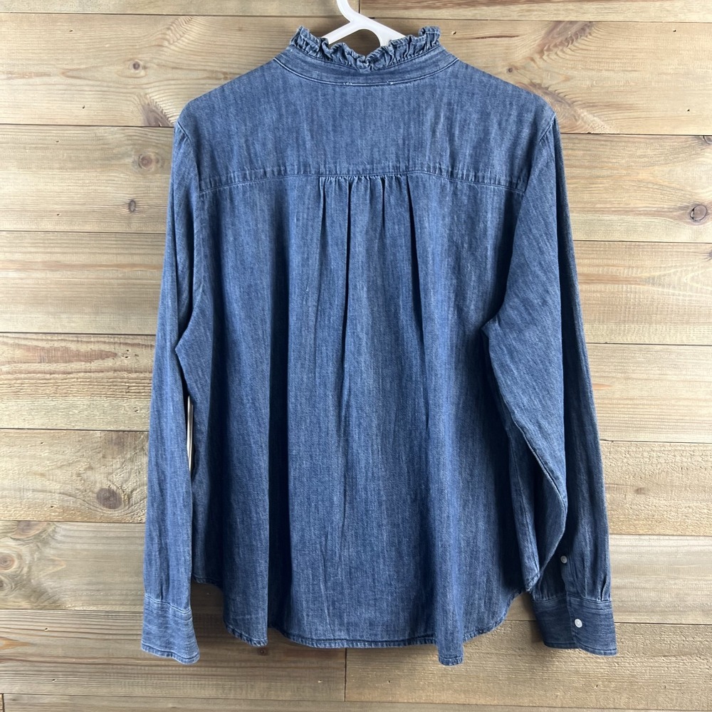 Caslon Womens Shirt Long Sleeve Pullover Chambray Cotton Ruffle Size XL - Picture 7 of 10